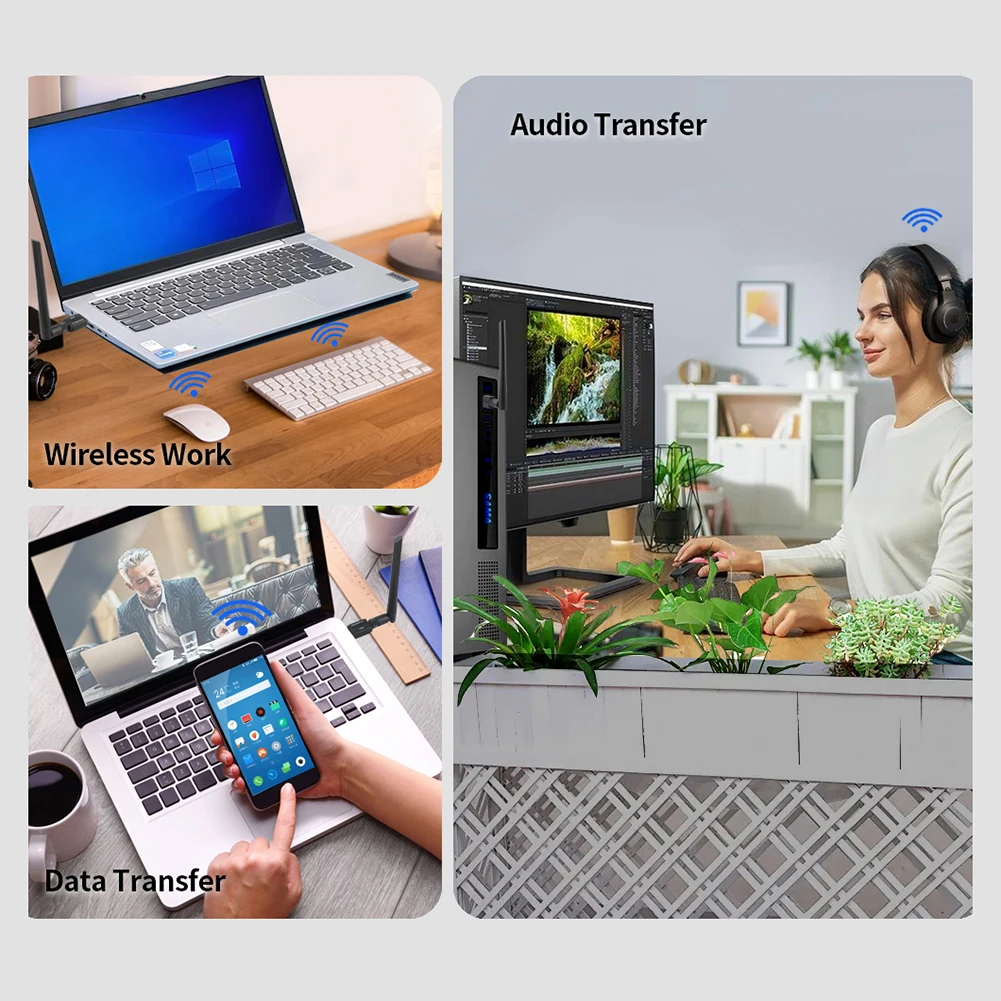 150 متر طويلة المدى USB BT دونغل يدعم Win11/10/8.1/7 USB BT محول مع هوائي للكمبيوتر ماوس لوحة المفاتيح سماعات الرأس