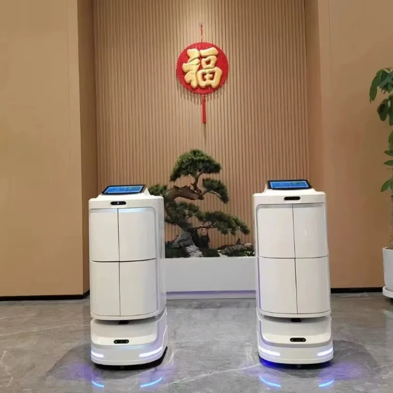 Customized Hotel  Autonomous Delivery Robot Avoidance Auto Return Charging Smart Navigation Obstacle Avoidance Serving Robot