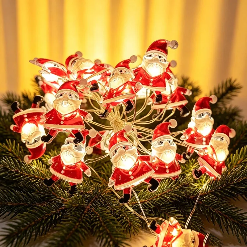 LED Copper Wire String Lights with Christmas Shapes – Multi-Pattern Decorative Lights for Parties, Holidays, and Rooms