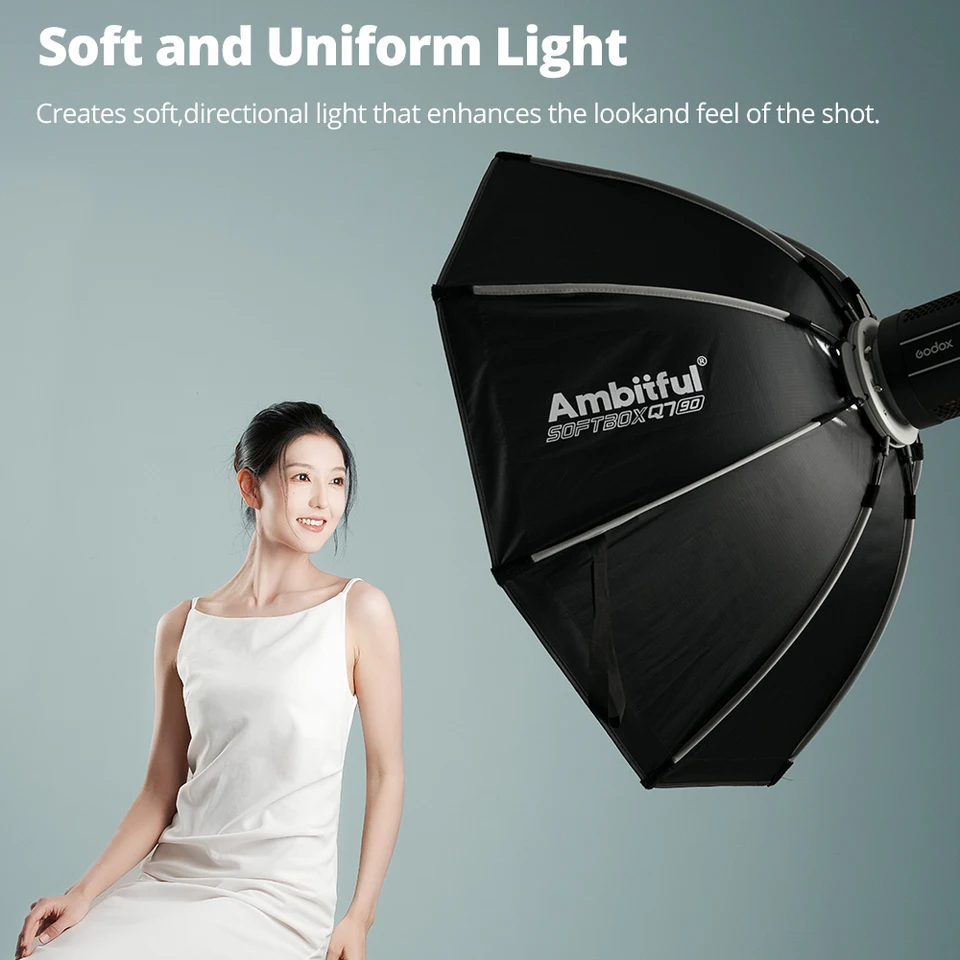

AMBITFUL Q7 series Softbox 55CM 65CM 90CM 60X90CM 30X120CM Quick-release Softbox Side Wing Open Octagon Softbox With Grid