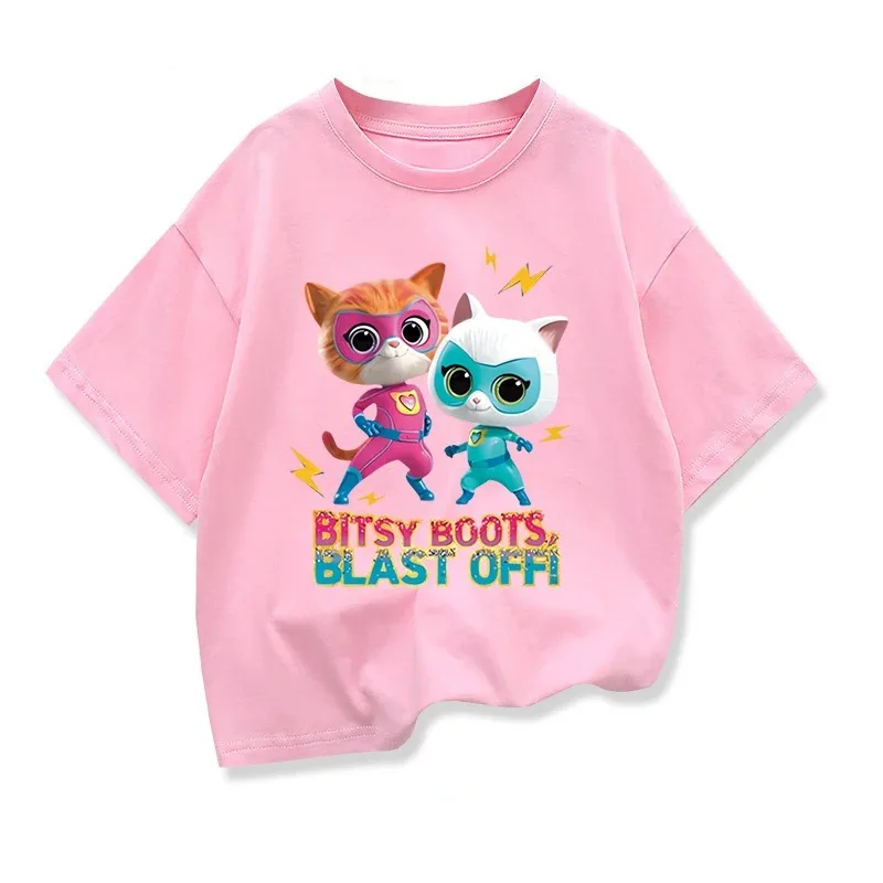 Vêtements d'été, Costume de jeu Super Cat, T-shirt SuperKitties pour enfants, T-shirt en coton pour bébés filles et jeunes garçons, Hauts à manches courtes pour enfants