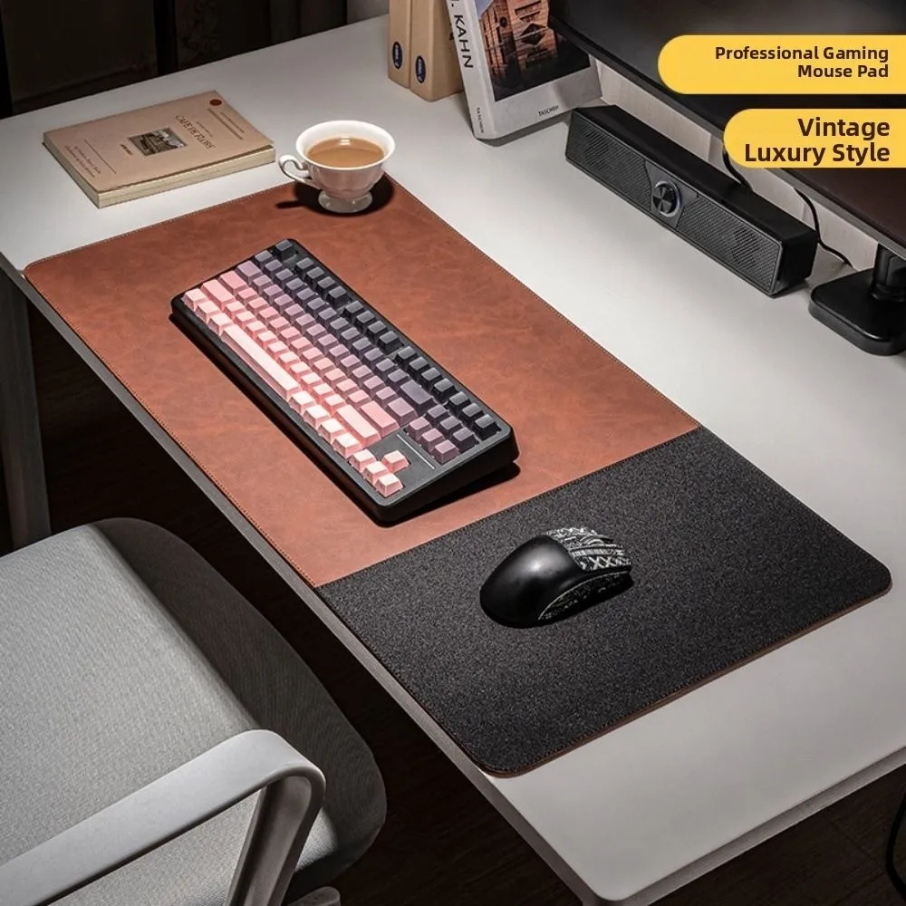 Durable Portable Retro Mousepad PVC Leather Large Esports Table Mat Non-slip Double-sided Mouse Pad Desktop