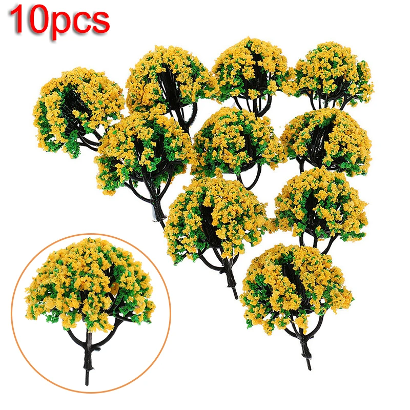 10 Stuks 6 Cm Mini Model Bomen Architectuur Trein Spoorweg Layout Diy Accessoires Wargame Diorama Landschap Zandtafel Decor Speelgoed