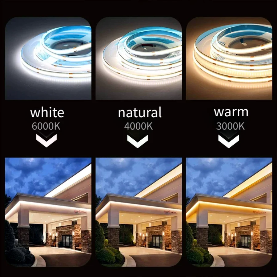 110-240V COB Led Strip Light z zasilaczem Dekoracyjna taśma oświetleniowa do wstążki podświetlającej pokoju