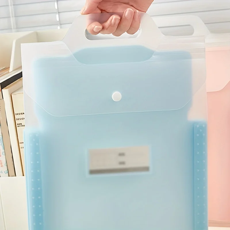 

1/2pcs Portable Student File Organizer, 4 Pockets with Handle for A4 Papers, Expandable & Labeled, Multiple Cute Colors