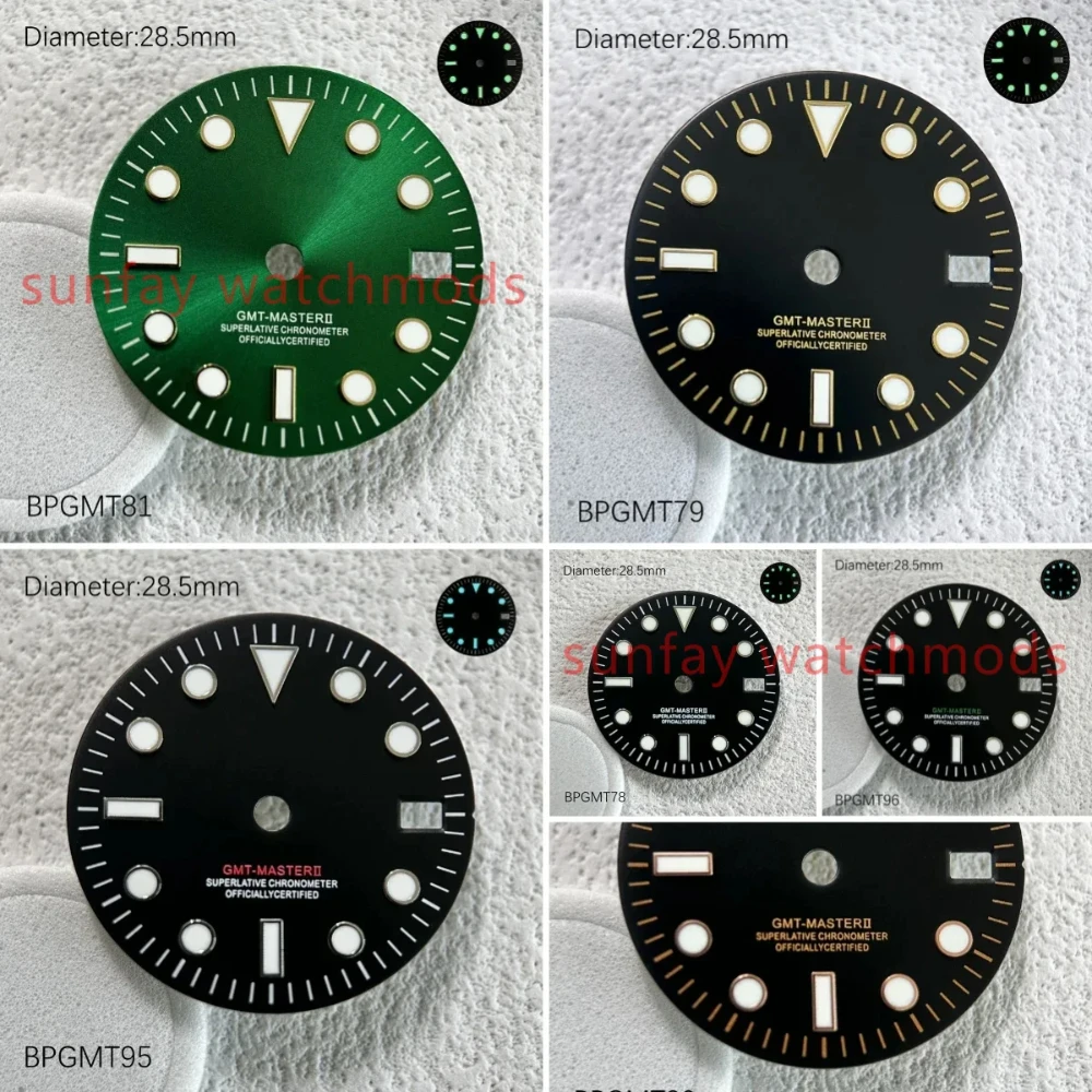 28.5Mm NH34 GMT Modified SUB Dial Watch Accessories Custom Watch Dials GMT Master Dials