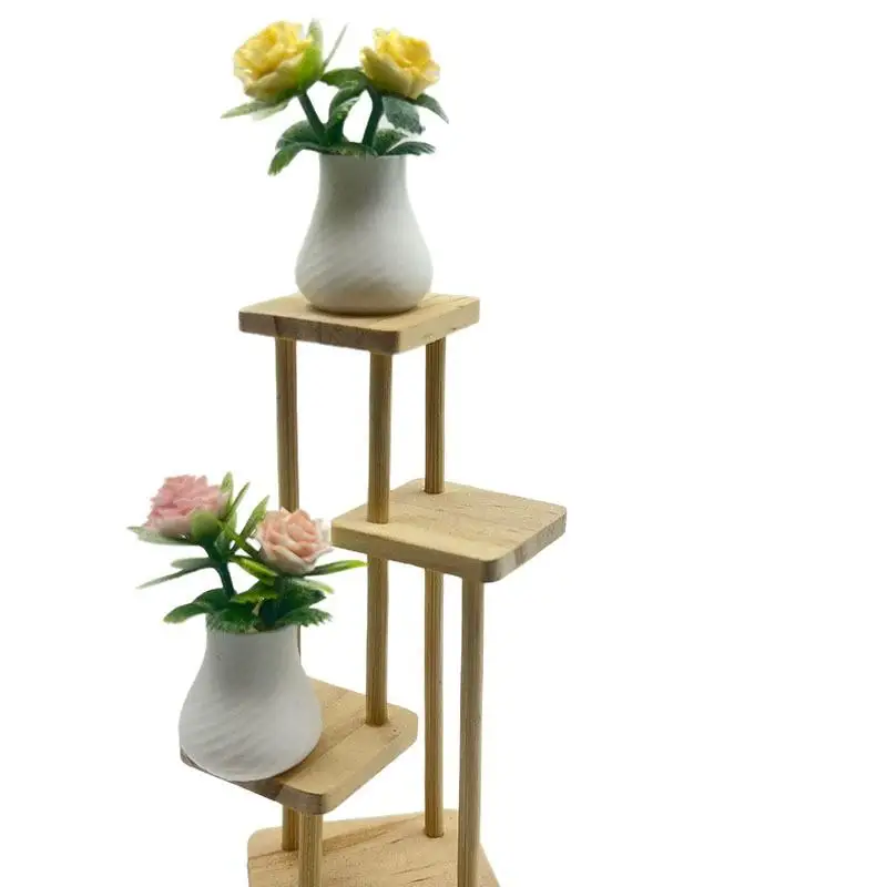 1Pcs Dollhouse Prop Miniature Photography Accessory Mini Rose Plant Potted Flower Model Home Tabletop Decor Craft