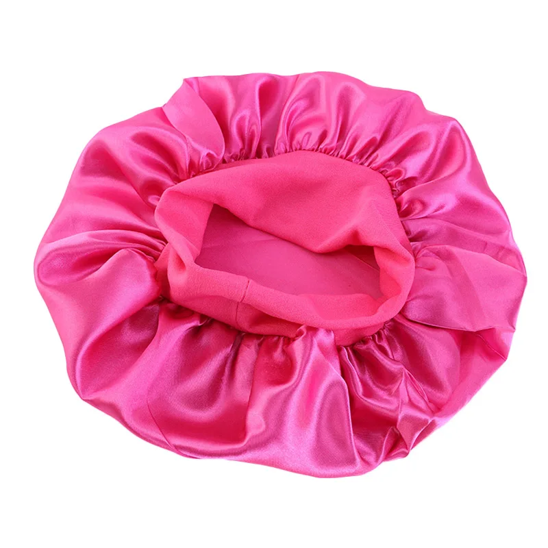 New Kids Girls Boys Satin Night Sleep Cap Wide Band Elastic Turban Headwear Bonnet Hair Care Beanie Nightcap Scarf Bandana