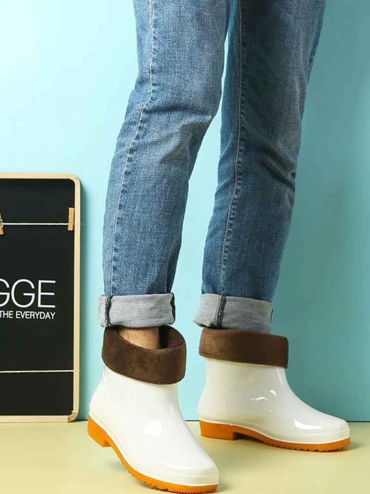 

Теплая зимняя короткая мужская обувь на флисовой подкладке, резиновые сапоги для рыбалки, износостойкие дизайнерские сапоги для рыбалки, дешевые резиновые сапоги для мужчин