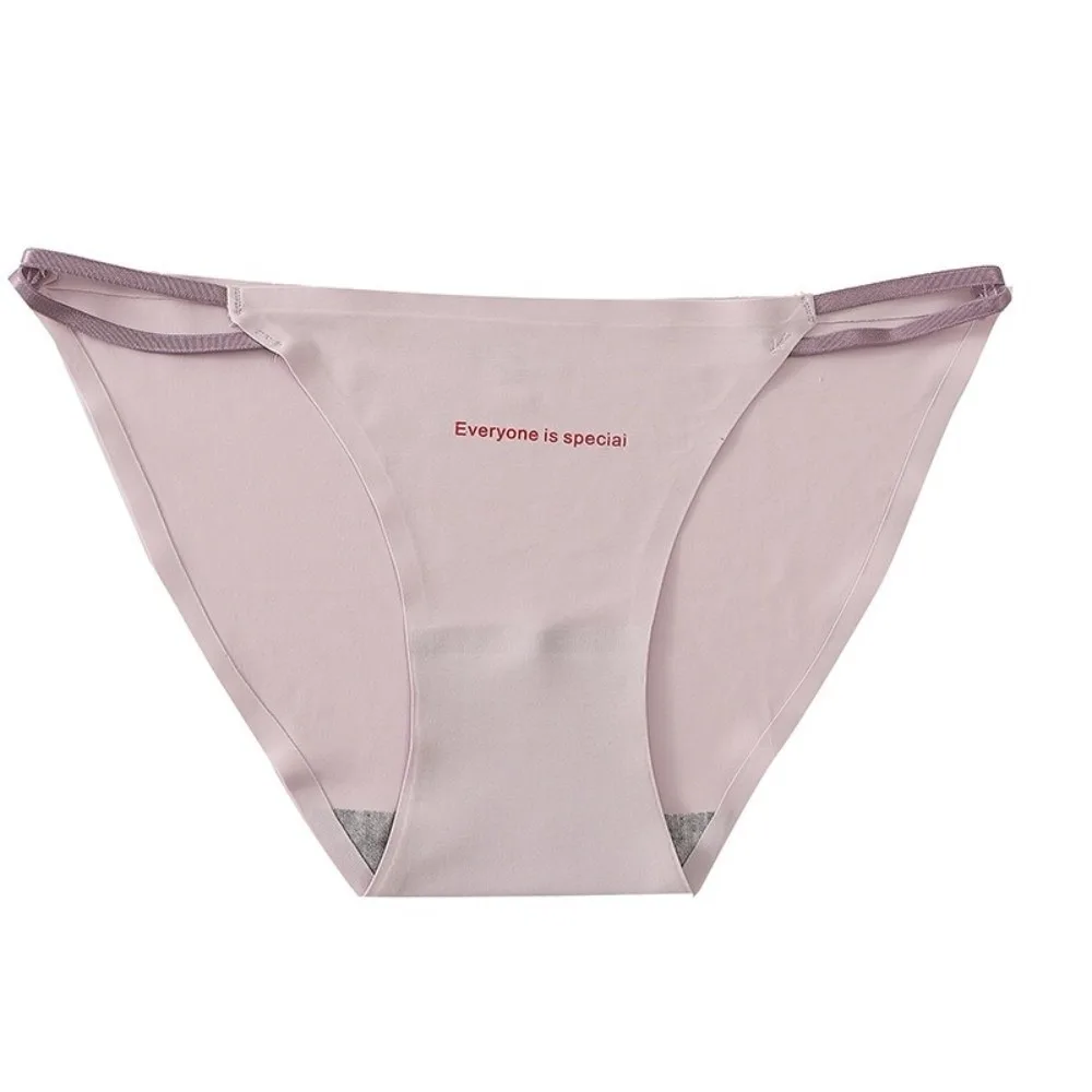 Simple Letter Summer Panties Breathable Low Waist Ice Silk Underwear Thin Strap Women Underwear Lady