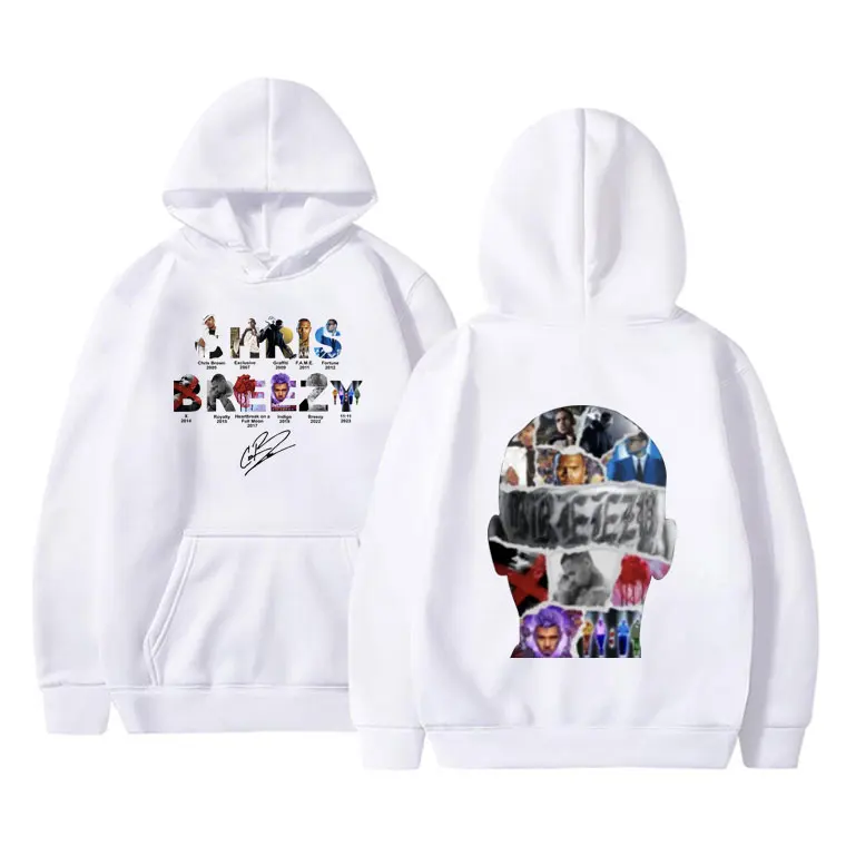 Rapper Chris Bruin Luchtig Album Cover Grafische Hoodie Heren Hiphop Oversized Sweatshirt Heren Mouw Lange Mouw Hoodies