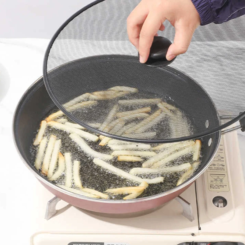 Black Splatter Screen Anti Grease Frying Pan Oil Splash Guard Lid Fine Mesh Splash Guard Cover Lid Kitchen Tools - view 3
