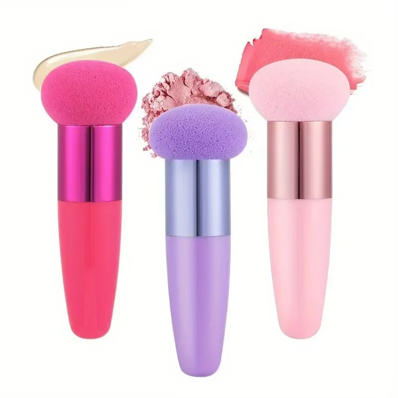 Powder Puff Single Pack Mushroom Head Bullet in Multiple Colors Mushroom Stick Powder Puff with Handle Not Sticking Powder