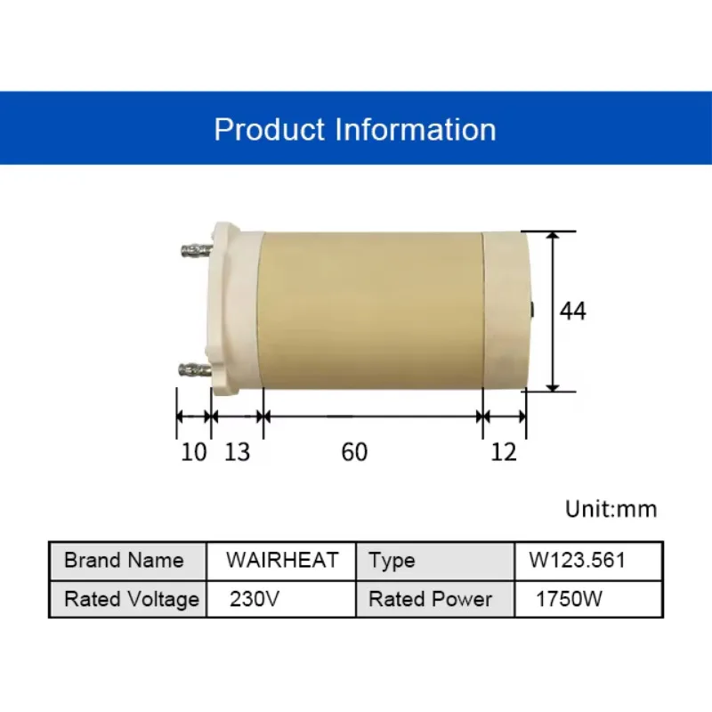 123.561 230V 1750W  Heating Tube for Fusion 3C Extrusion Welding G- on HDPE or PP and PVC