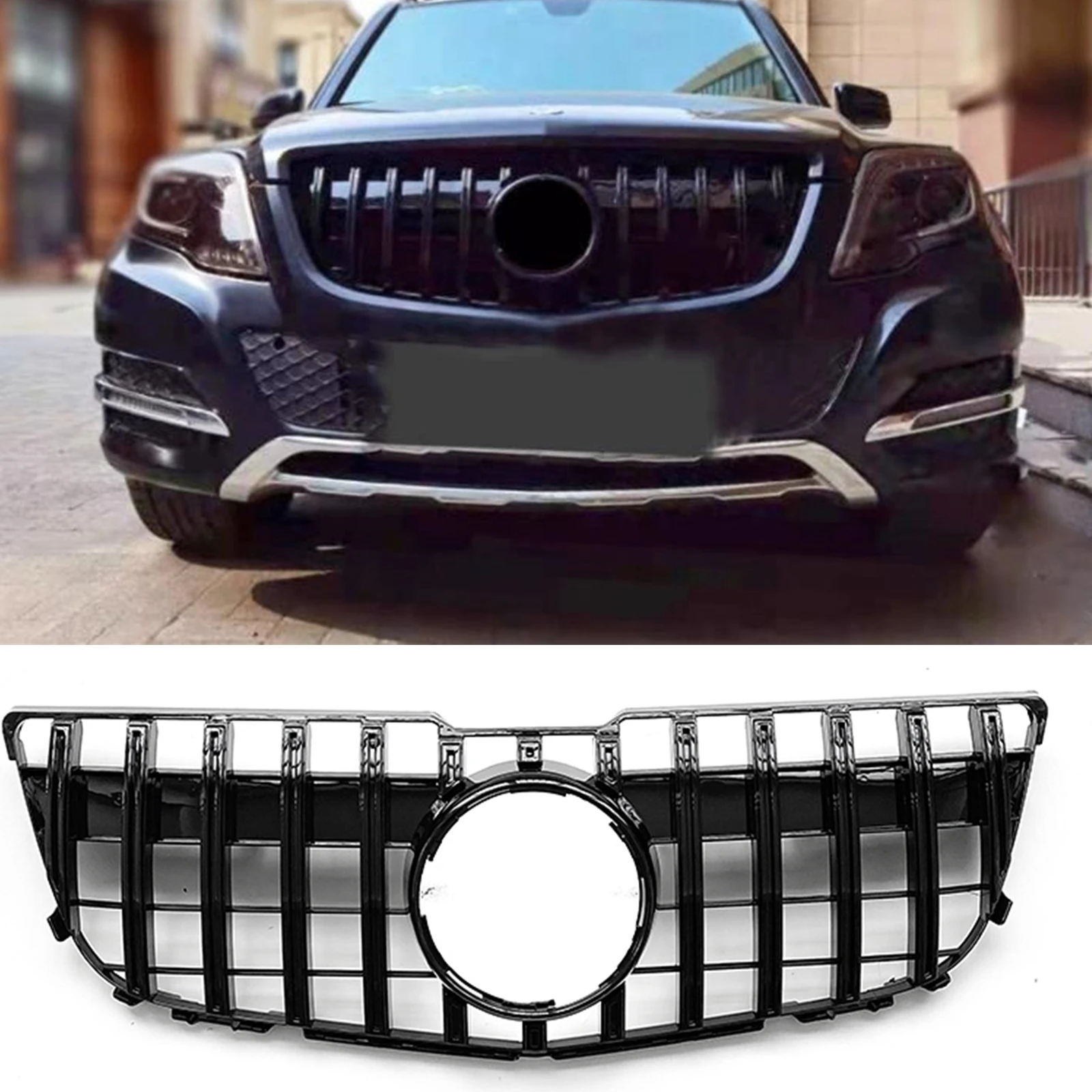 

Front Grille Grill For Mercedes Benz GLK Class X204 2013-2015 GLK250 GLK300 GLK350 4-Door GT Style Upper Bumper Hood Mesh Grid