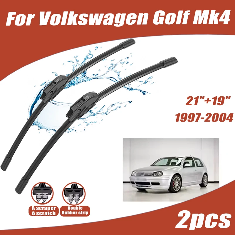 

2Pcs 21"+19" Front Windshield Wiper Blades For Volkswagen Golf Mk4 1997-2004 1998 1999 2000 2001 Quiet Durable Windscreen Wipers