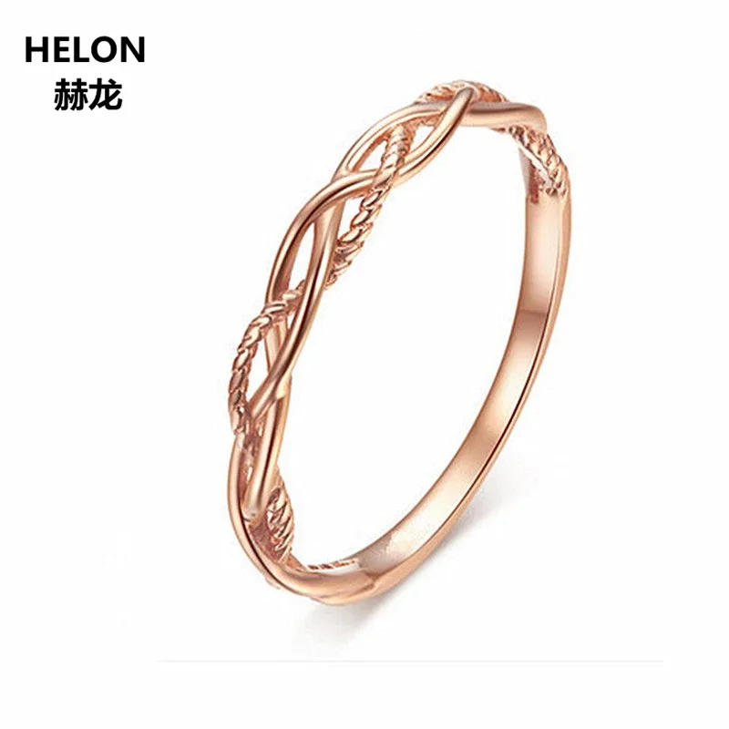 

Art Deco Solid 14k Rose Gold Engagement Wedding Band Anniversary Party Ring Fine Jewelry Unique Valentine's Day Gift