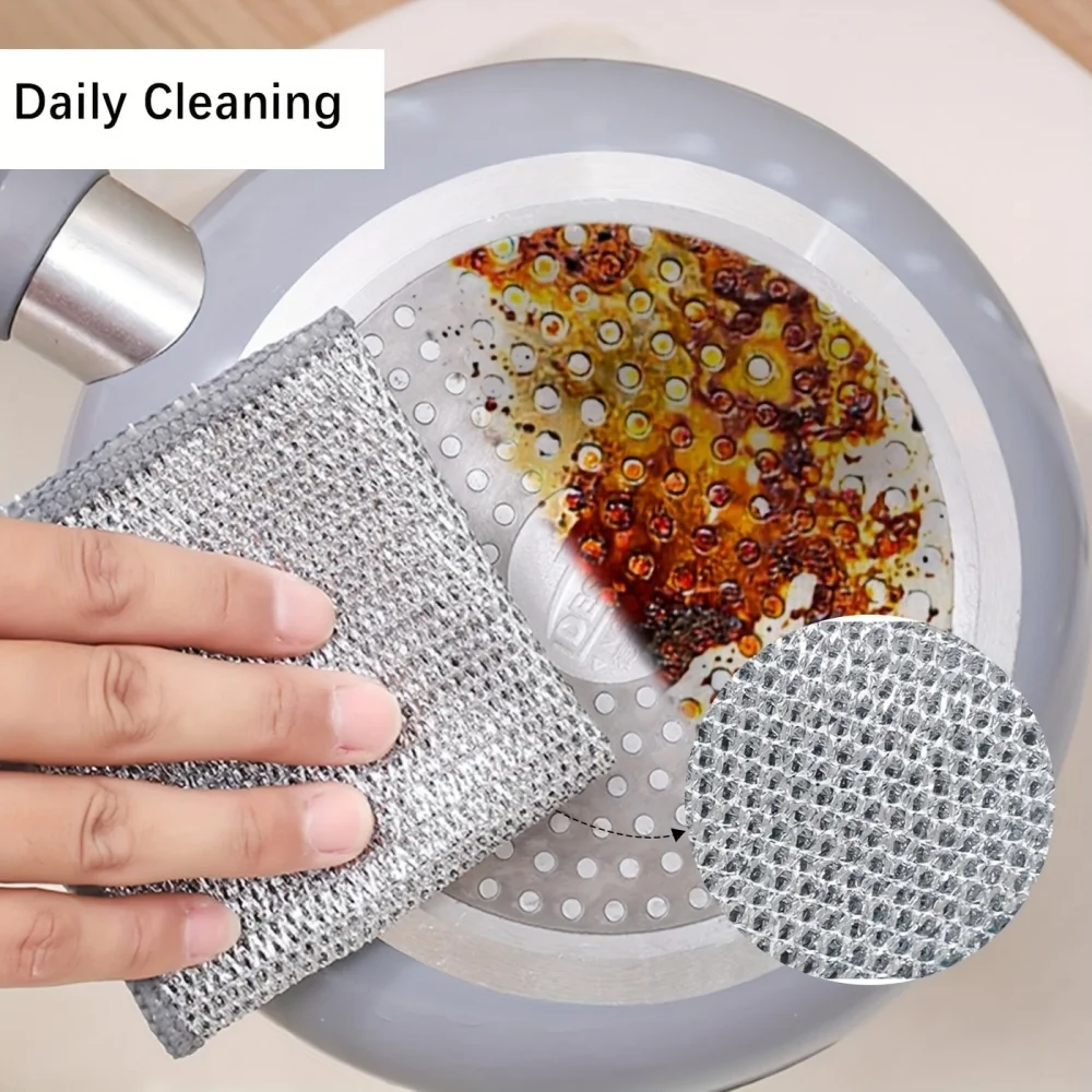 Non-Scratch Wire Cleaning Cloths - Reusable Multipurpose Scrub Rags for Dishes, Sinks, Countertops & Stoves