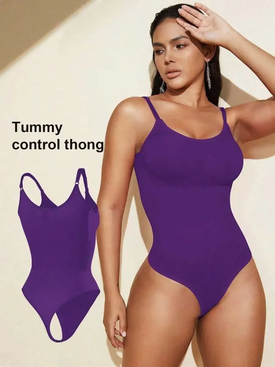 

Women Seamless Shaping Bodysuit With Thong Bottom Tummy Control Slimming Bodyshaper