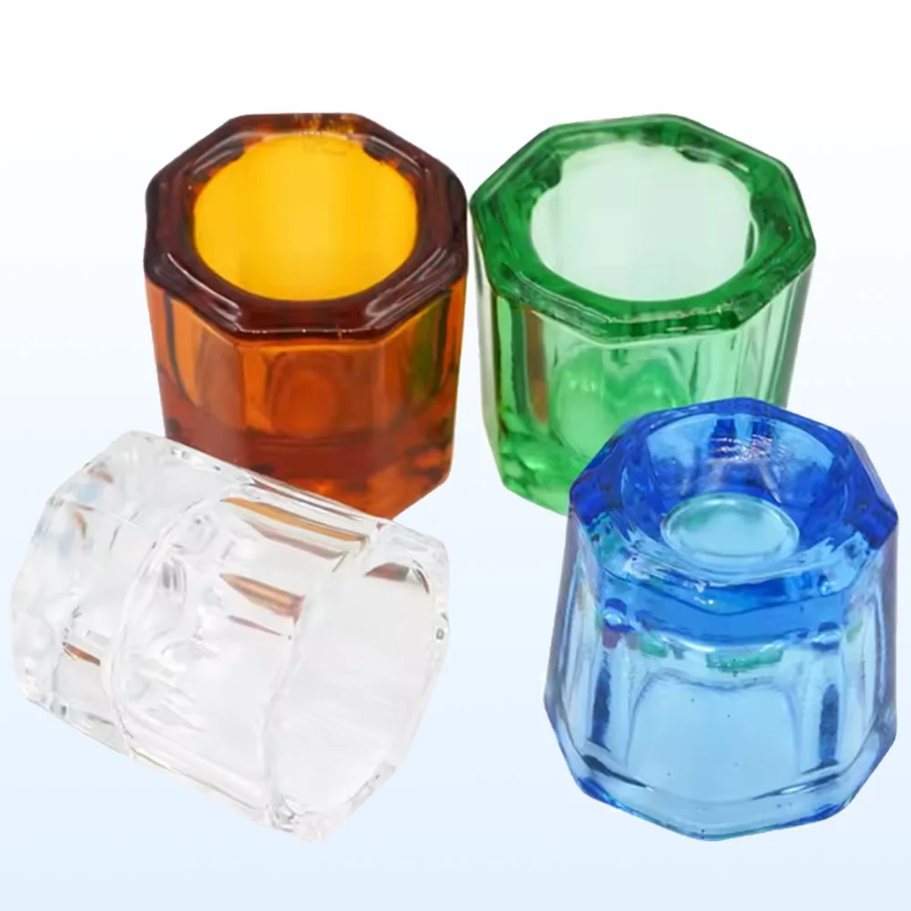

Dental Lab Glass Mixing Bowls Octagonal Cups Powder Holder Manicure Nail Art Tools High Quality Household Dental Supplies