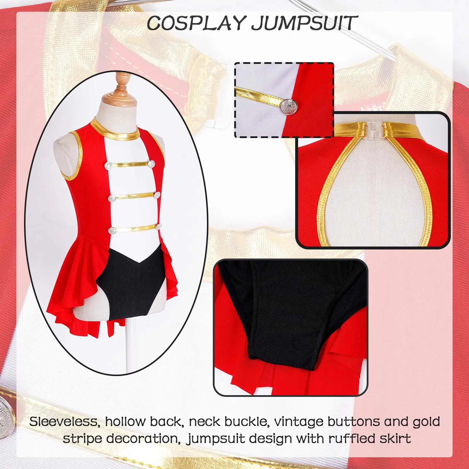 Kids Girls Circus Ringmaster Costumes Ballet Skating Dance Performance Leotards Dress Halloween Carnival Festival Fancy Dress Up