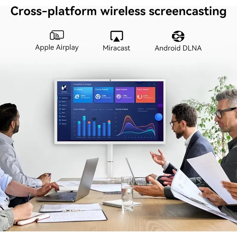 32 Inch Smart TV Stand Mobile Floor Standing LED Display Screen Portable Vertical Touch Monitor For Indoor Outdoor Use White - view 5