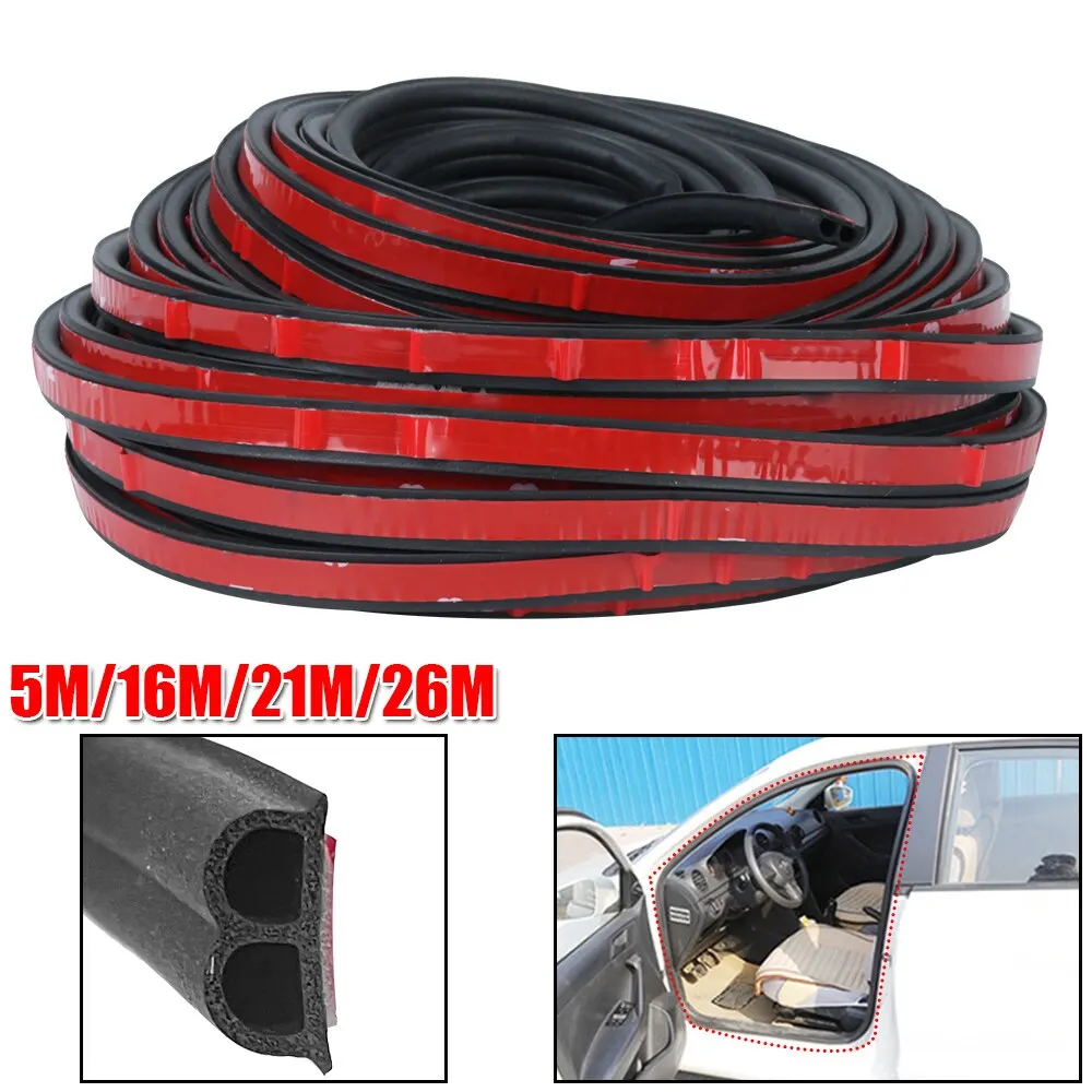 Rubber Seals Sticker Sound Insulation Sealing Interior Accessories Weatherstrip Car Door Seal Strips 5M/16M/21M/26M B Shape