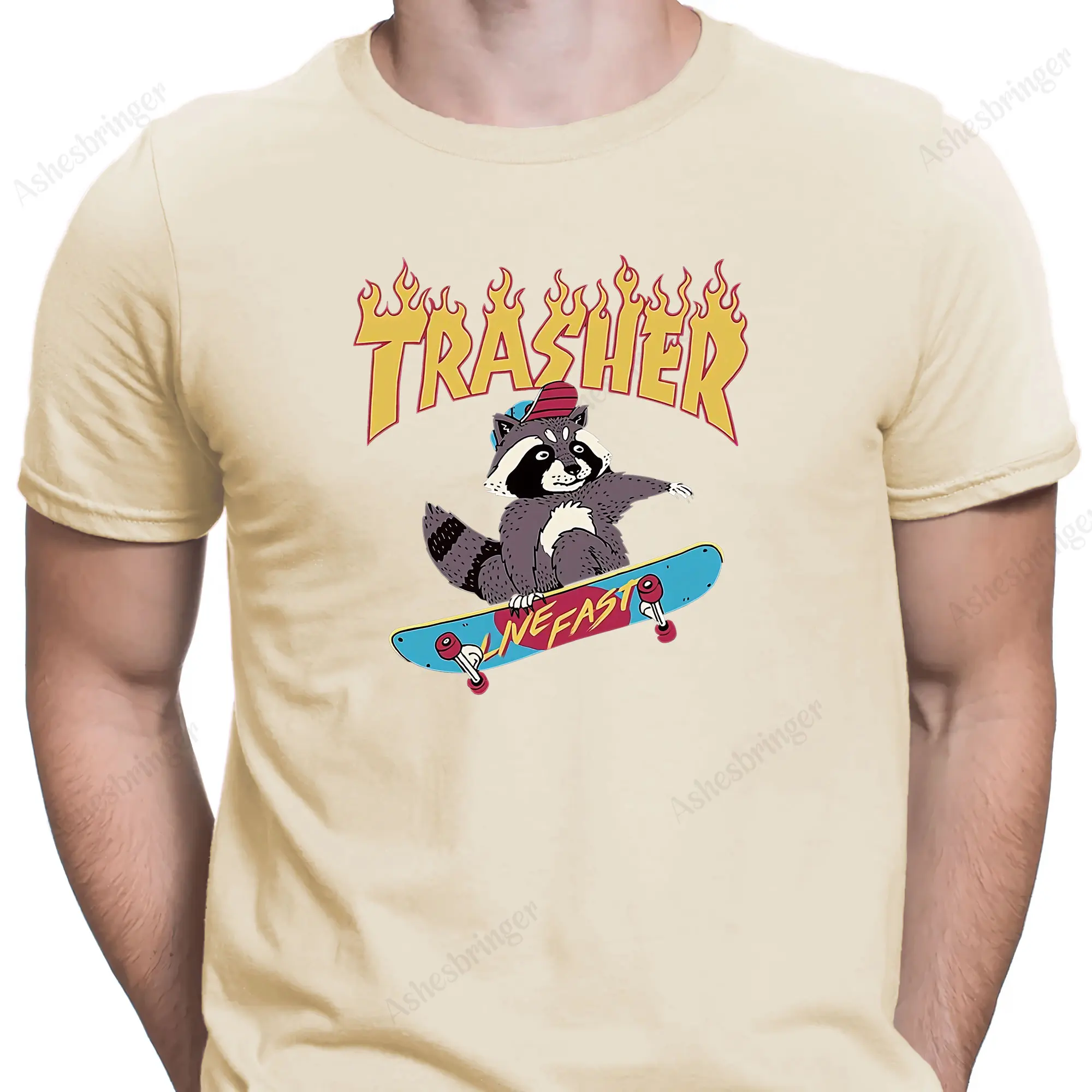 2024 algodão masculino tripulação pescoço lixo skate impressão gráfica camiseta rua estilo casual topos para homem e mulher