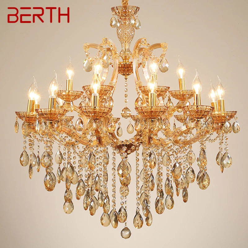 

BERTH LuxuriousCandle Pendent Lamp European Style Crystal Lamp Art Living Room Restaurant Villa Staircase Duplex Building