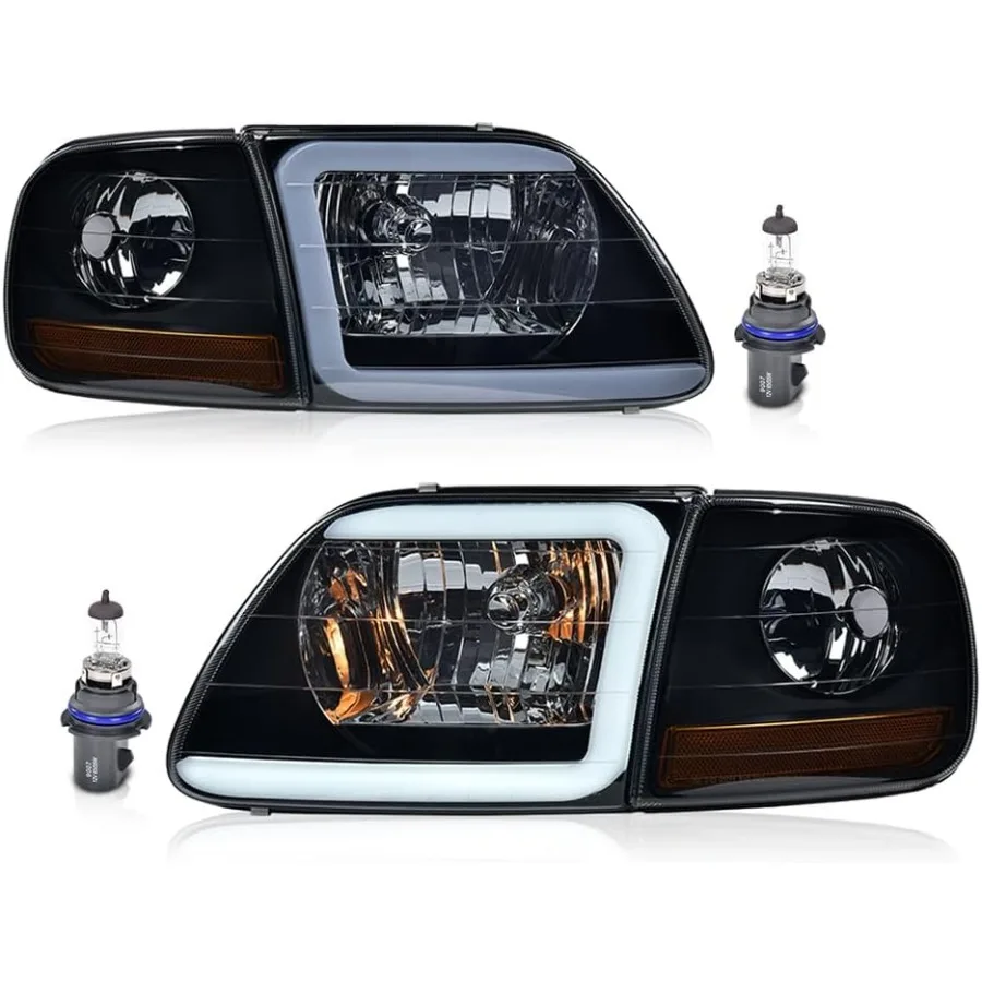 

LED DRL Headlight Assemblies for 19972002 Expedition 19982003 F150 2004 F150 Heritage 19981999 F250 with Smoky Lens Black Hou