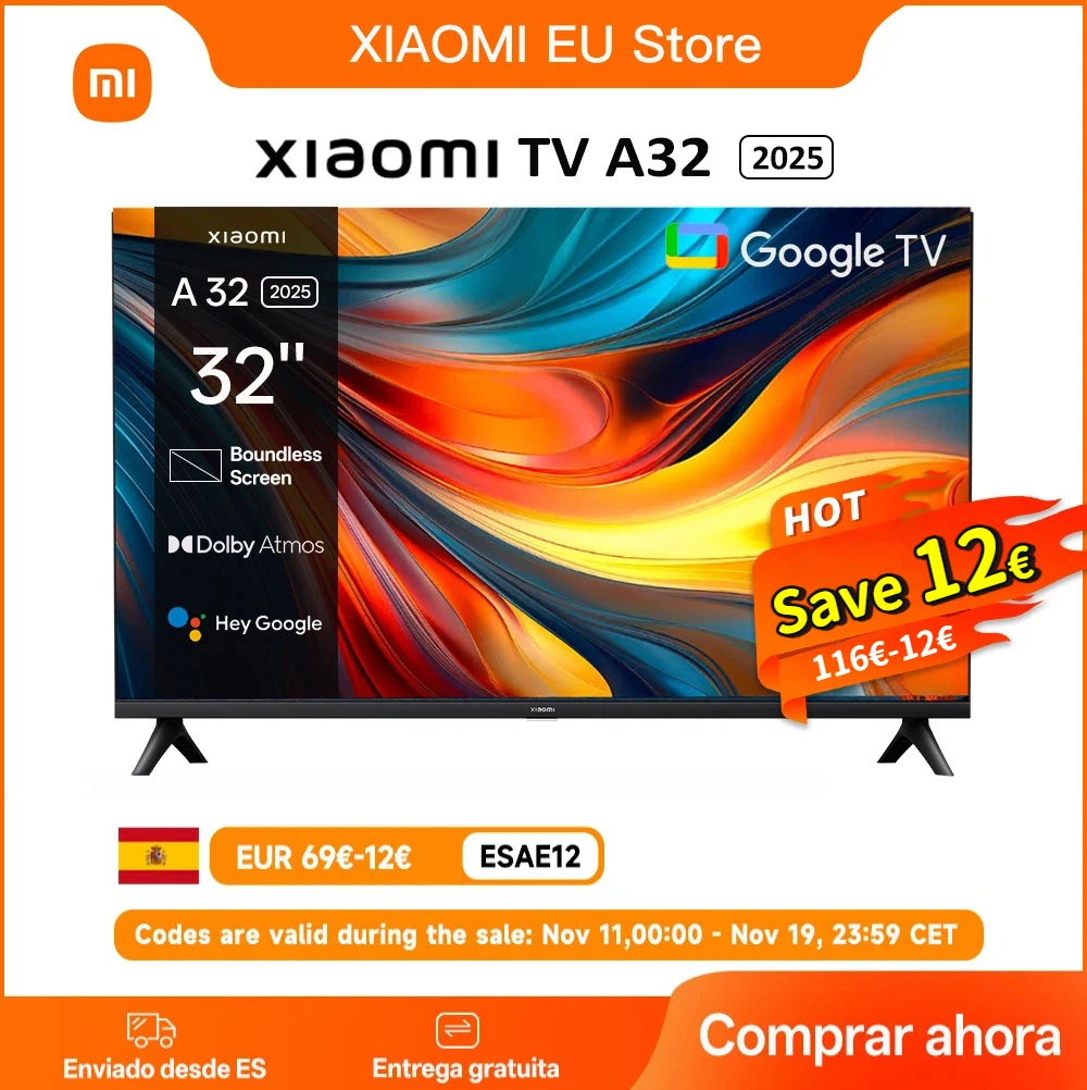 Xiaomi TV A 32، حجم صغير مع شاشة ملونة، صوت ديناميكي مع صوت دولبي ™ ، DTS-X وDTS Virtual:X، Top-end Metal Fini