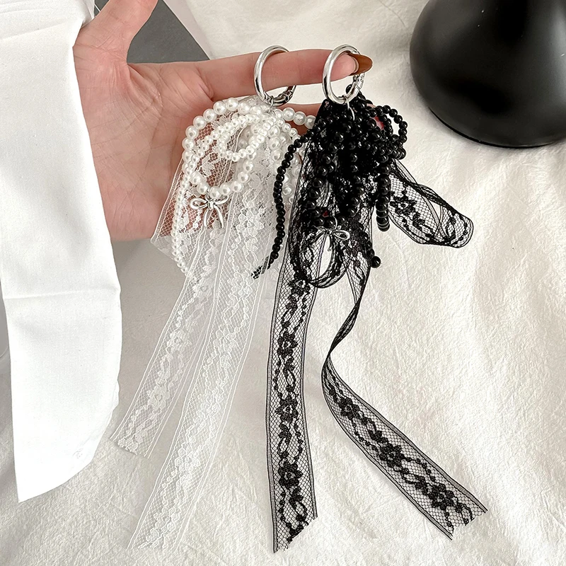 

Pearl Lace Bowknot Keychain Bow Charm Pendant Keyring Jewelry For Girl Women Gift Bag Decoration