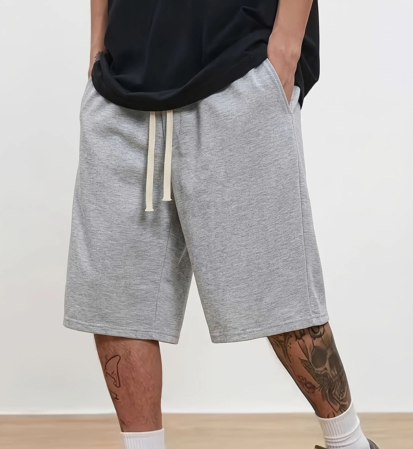

Men's Casual Shorts, Sports Five Pocket Design, Solid Color Drawstring Belt, Fashionable and Comfortable Shorts