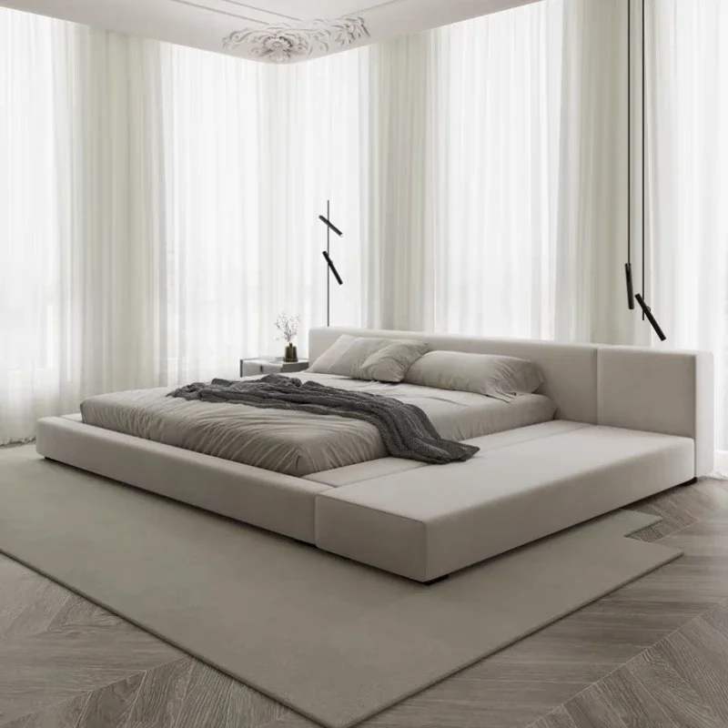 

Salon Italian Modern Simple Tatami Fabric Double Bed Frame 2 People Bedroom Furniture Queen European Muebles Muebles Furniture