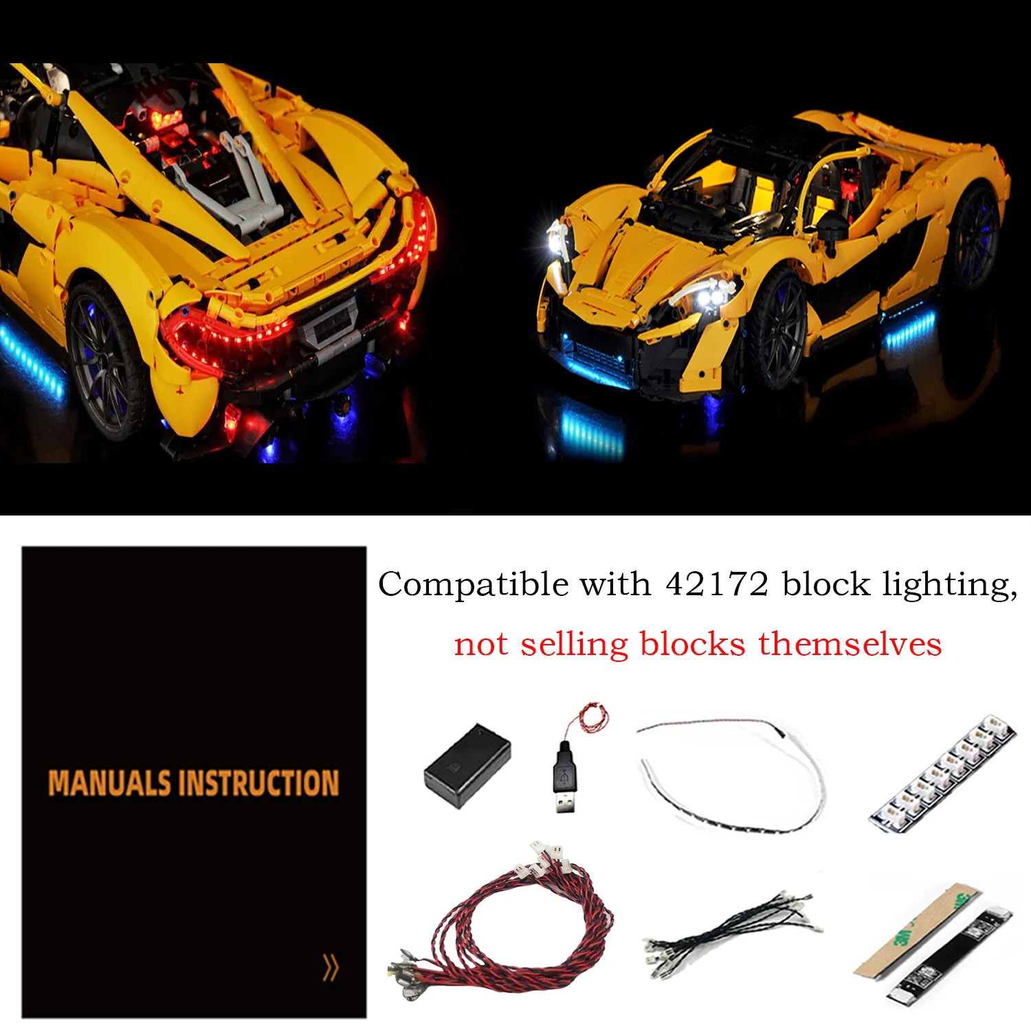 LYBMTWF LED Lighting Kit Compatible with Lego 42172 Yellow Super Racing Car Set  (NOT Include The Model Bricks)