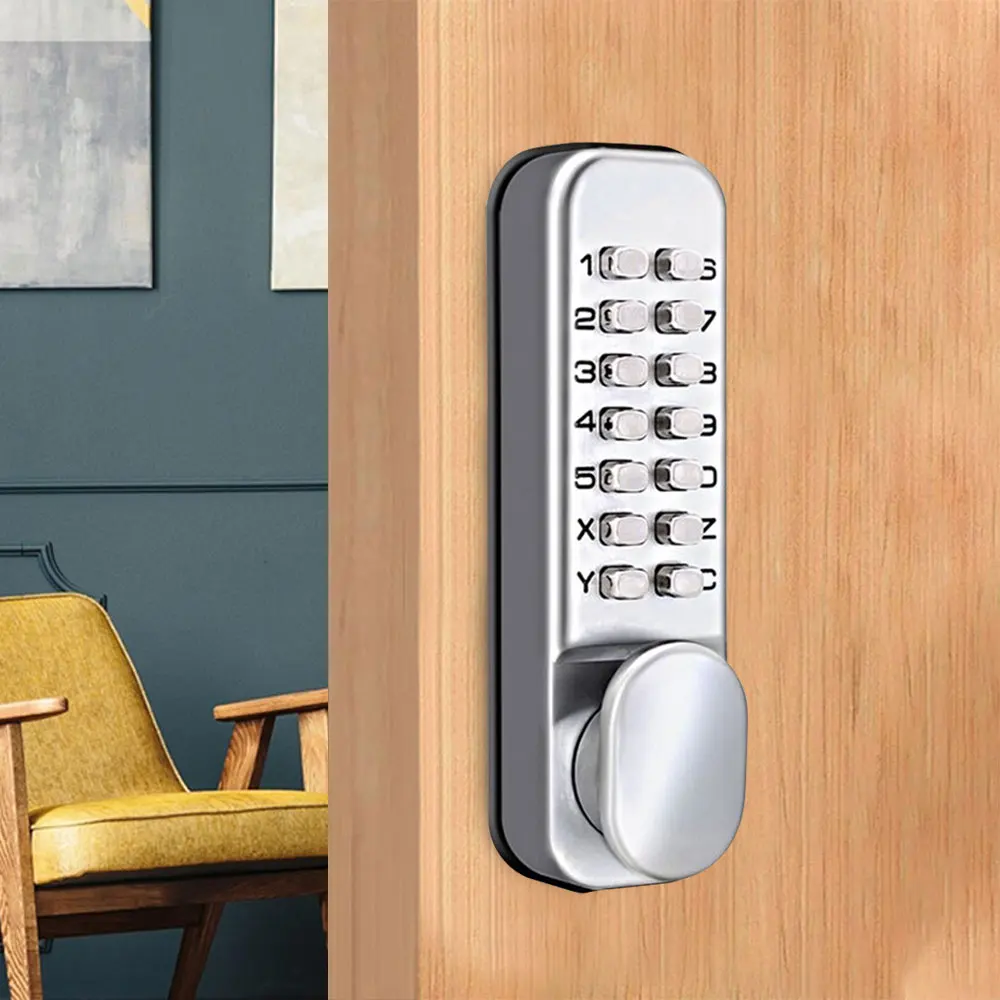 Imagem -06 - Universal Prata Keyless Entrada Door Lock Mecânica Código Digital Senha do Teclado Botão Deadbolt Moderno