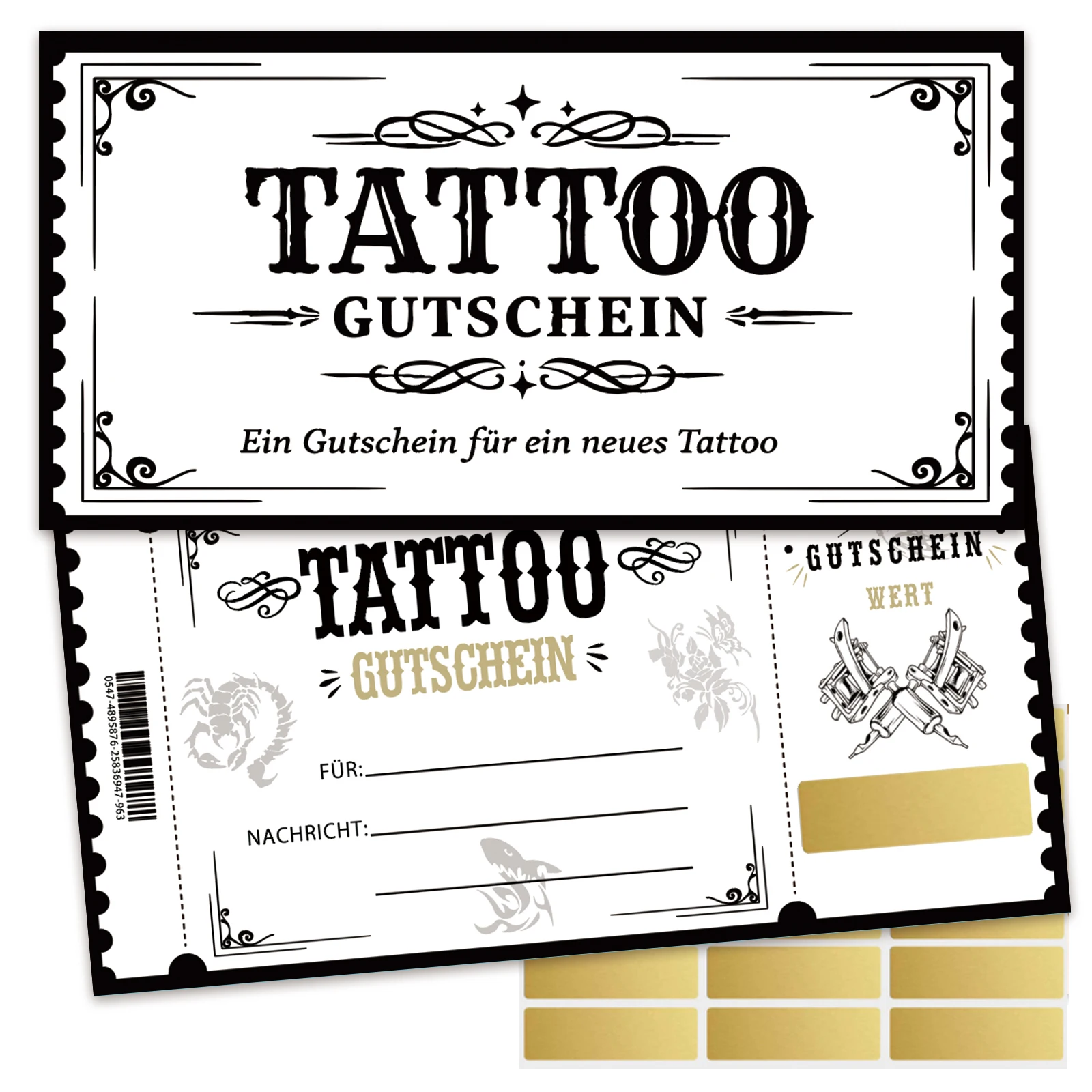 24 juegos de tarjetas de regalo de tatuaje alemán, tatuaje Güsin estilo de tatuaje retro americano experiencia creativa regalo vouchers, inc