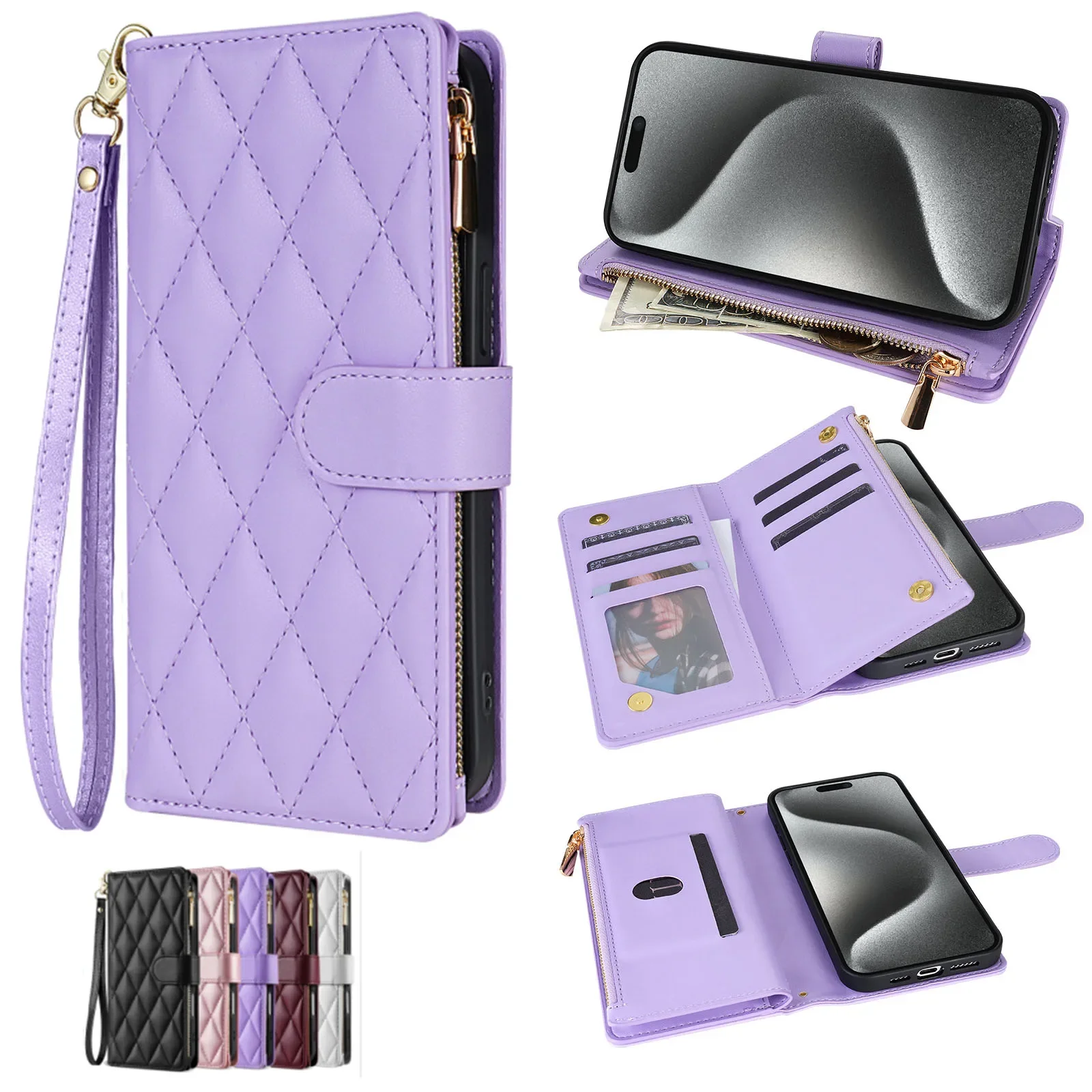 

Crossbody Zipper Wallet Case For Xiaomi 14 Ultra 14T 13T 12T 11T Mi14T Mi13T Mi12T Mi11T Leather Lanyard 7 Cards Slot Flip Cover