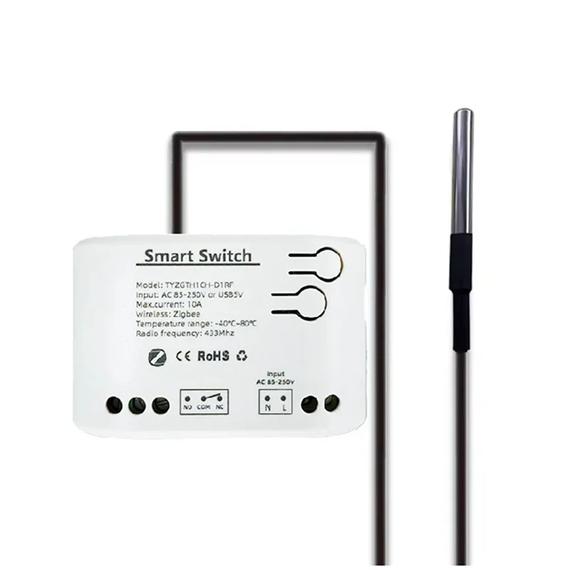 2025 Trend Tuya Smart Zigbee Switch With Temperature Sensor Passive Dry Contact Zigbee Relay Work With Home Assistant