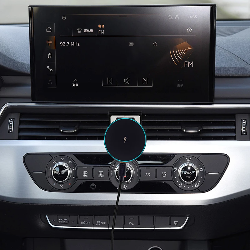 For Audi A4 2017 2018 2019 2020 2021 2022 2023 B9 15W Magnetic Wireless Charger Phone Holder Mount Car Accessories Trim