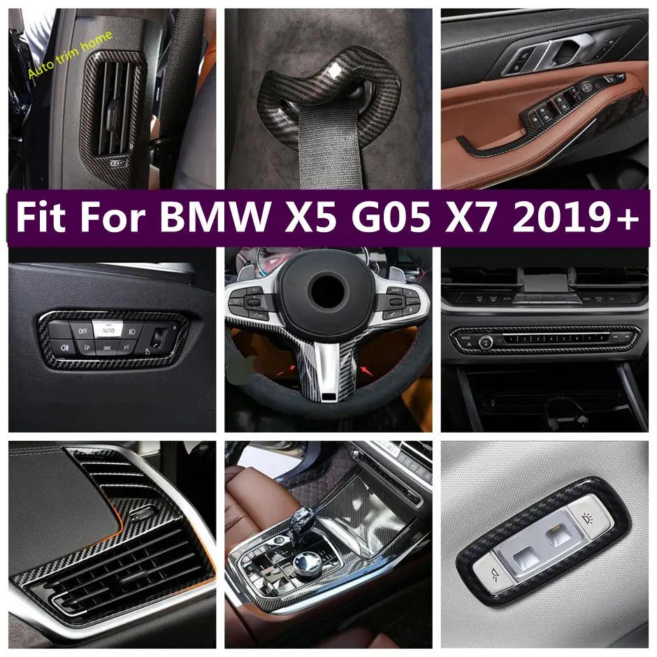 

Car Accessories Lights Switch / Gear Shift / Cup Holder / Air AC Outlet Cover Trim For BMW X5 G05 X7 2019 - 2022 Carbon Fiber