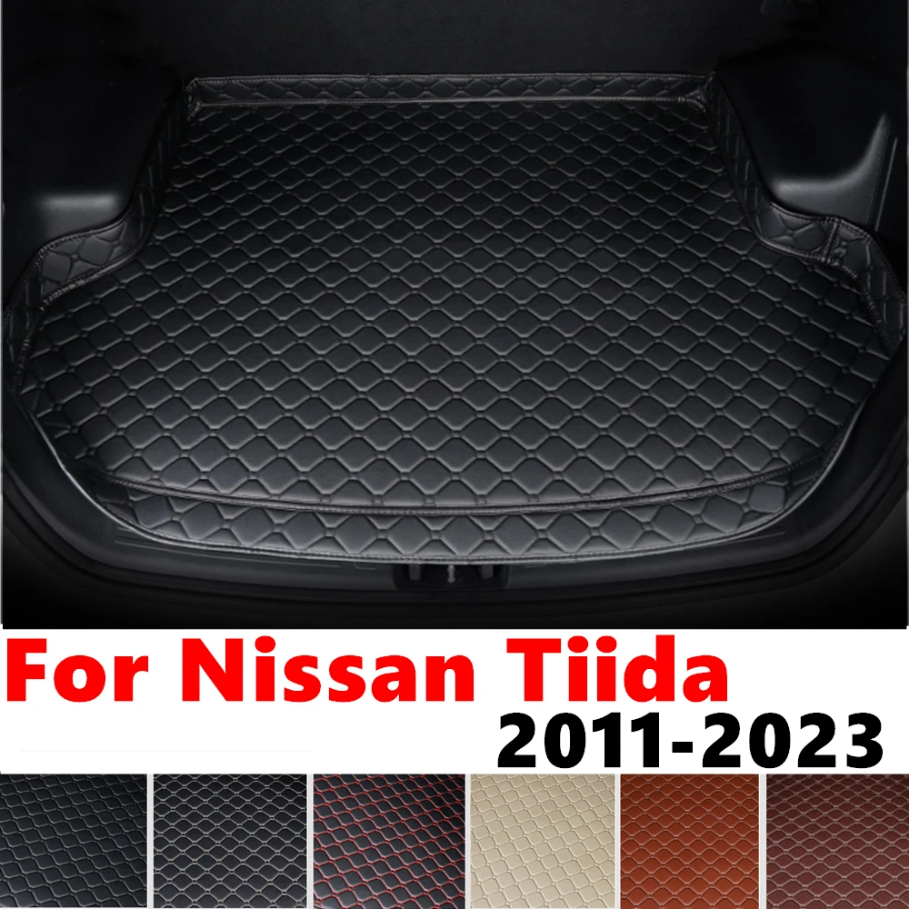 High Side Car trunk mat for NISSAN Tiida 2023 2022 2021 20-2011 Tail Boot Tray luggage Pad Rear Cargo Liner Interior Accessories