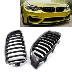 2Pcs Car Front Kidney Grille Replacement Grills For BMW 4 Series F32 F33 2013 2014 2015 2017 Carbon Fiber ABS Auto Accessories