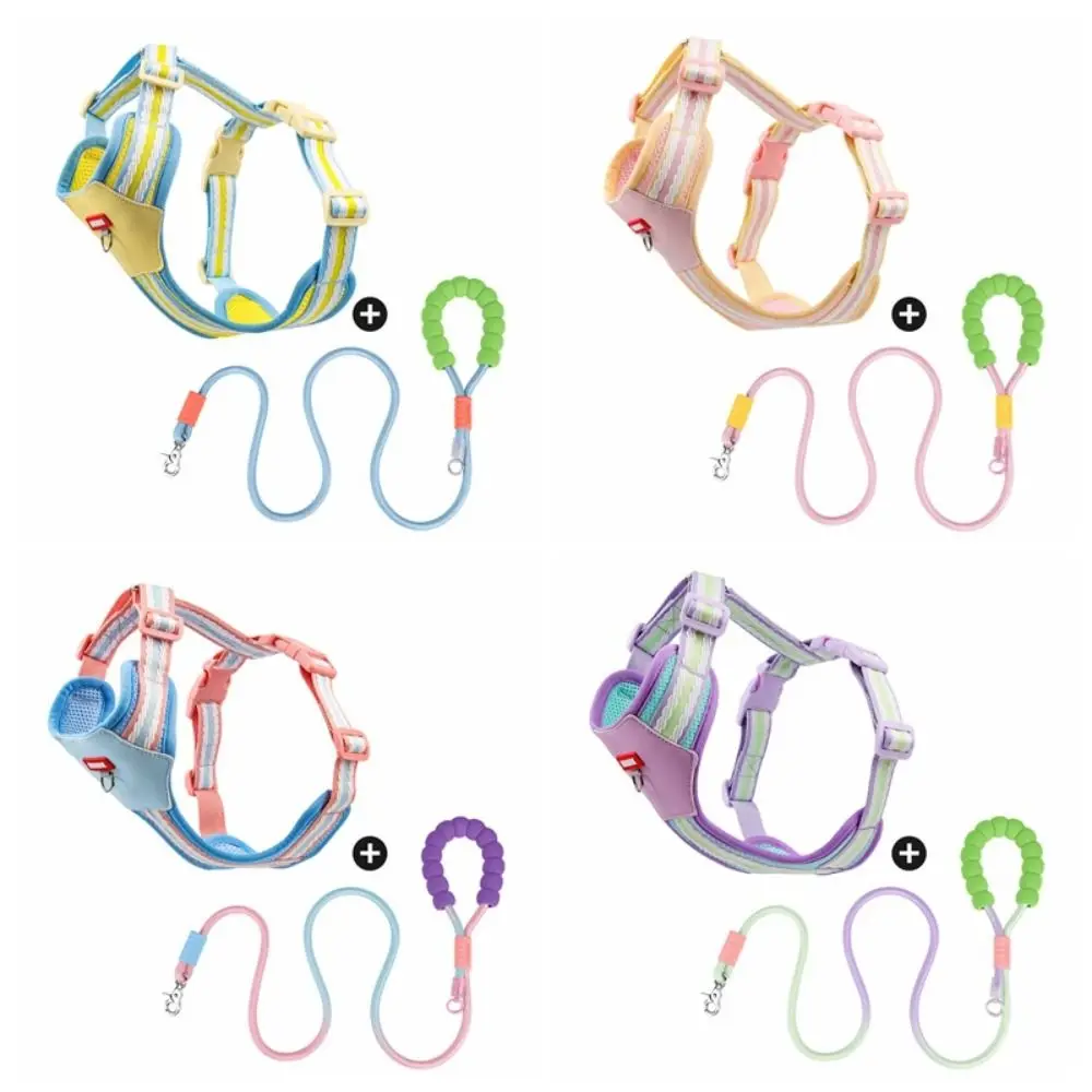 

Adjustable Dog Harness and Leash Set Padded Soft Mesh Cat Jacket Harness Multi-color Breathable Pet Walking Vest Cat Costume