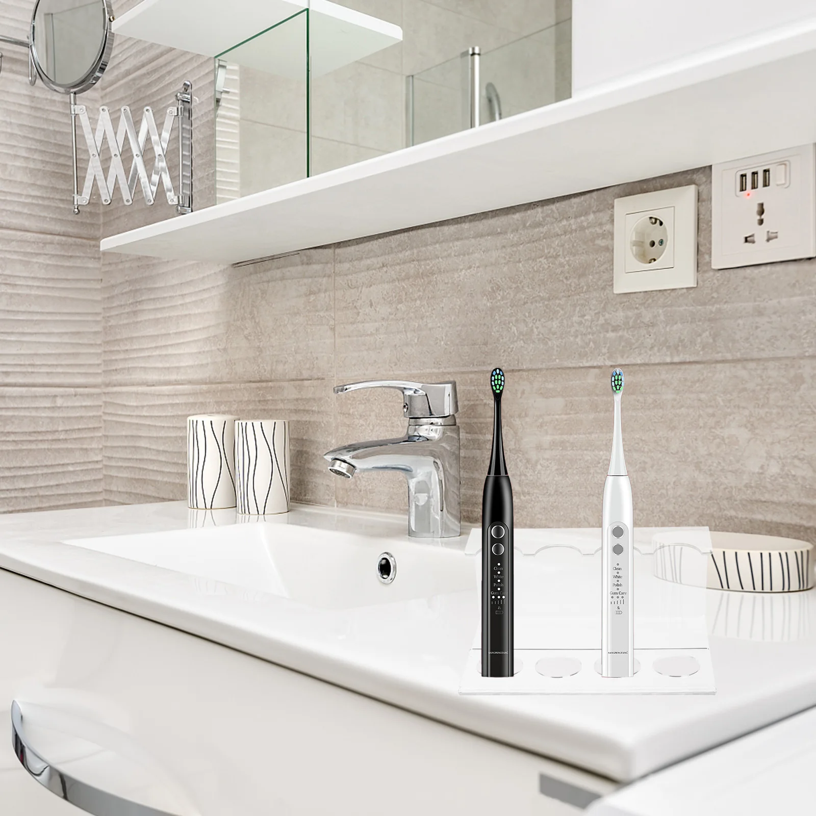 

Toothbrush Display Stand Cleansing Instrument Shelf Desktop Plastic Holder Travel