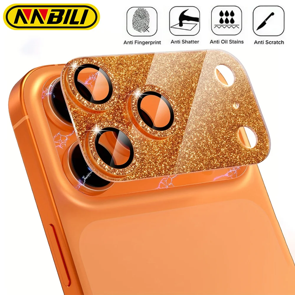 NNBILI 1 Uds para IPhone 17 Pro Max película protectora de lente de cámara, Protector de pantalla de cámara de cubierta de vidrio templado de aleación de aluminio de Metal