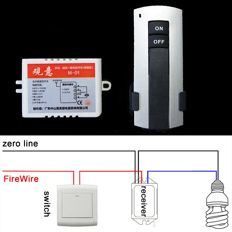 Controle remoto sem fio digital ON/OFF de 1 canal 220V para interruptor de alimentação de luz