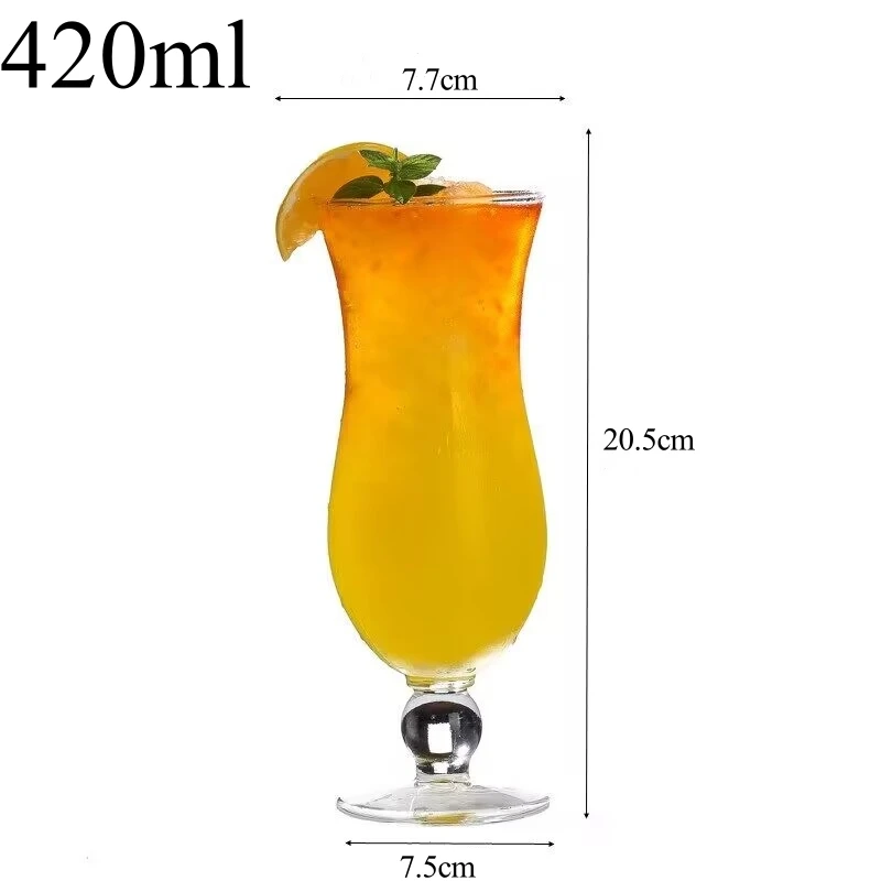 420ml Bar Hurricane Cup Juice cup Glass cup tall drink special drink cold drink cocktail cup bead point cup Bar Accessories