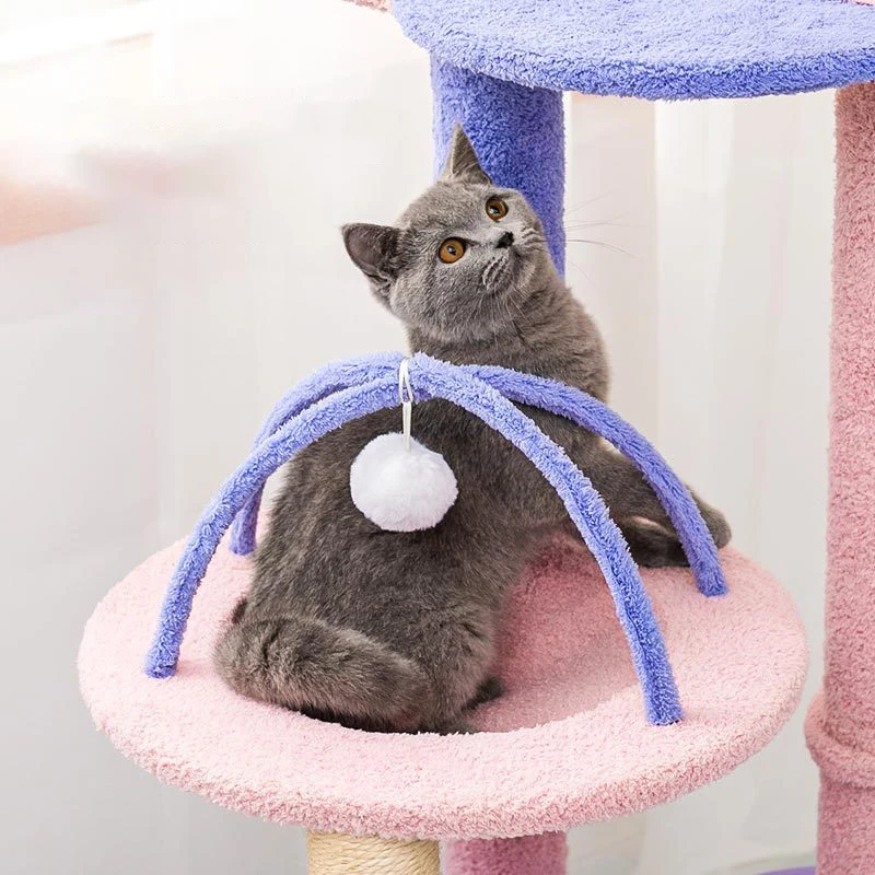 Luxury Good Product Cat Climbing Frame Climber Sisal Hemp Material Pet-Friendly Wooden Cat Tree for Playing