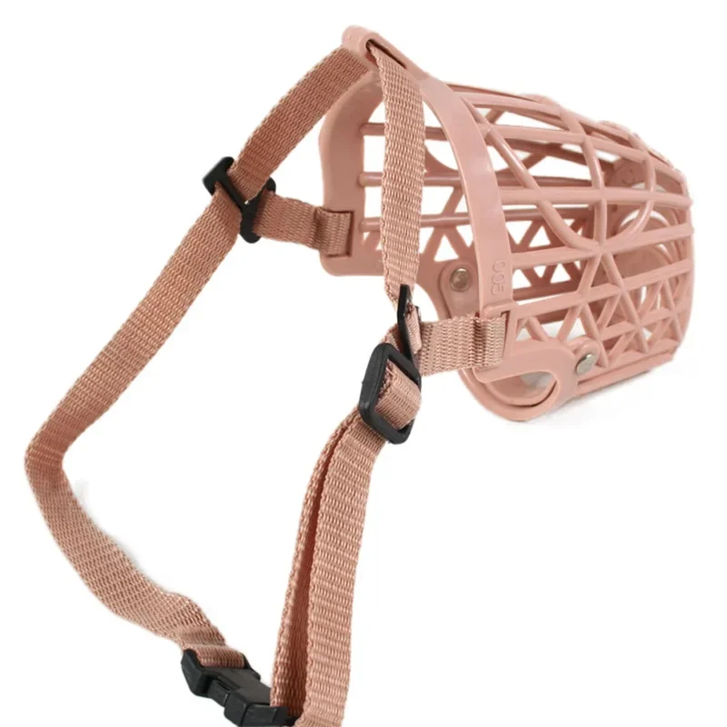 Soft Plastic and Leather Strong Dog Muzzle Basket Design Anti-biting Adjusting Straps Mask Dog Muzzle for Small Medium Large Dog